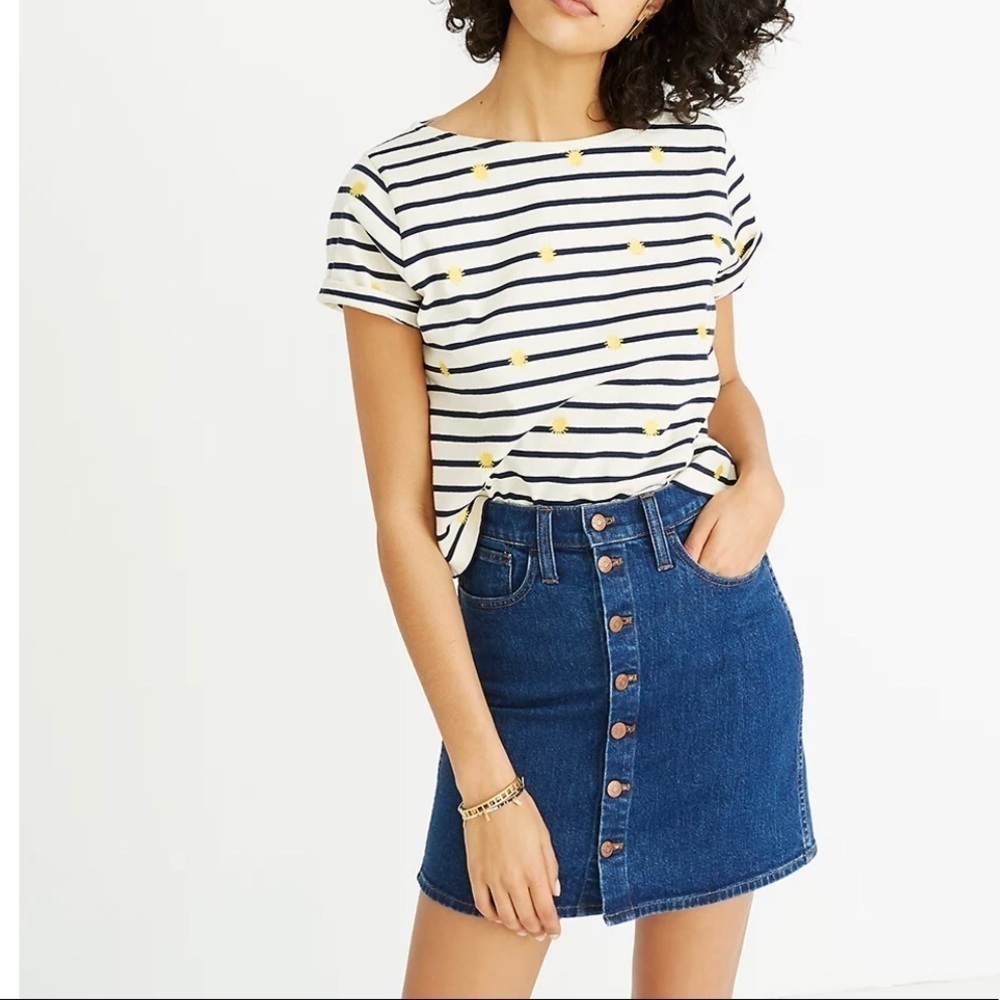 NWT Madewell Button Front Denim mini Skirt Size 30
